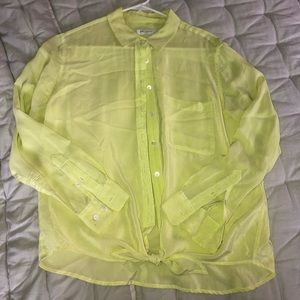 Equipment tie front silk blouse